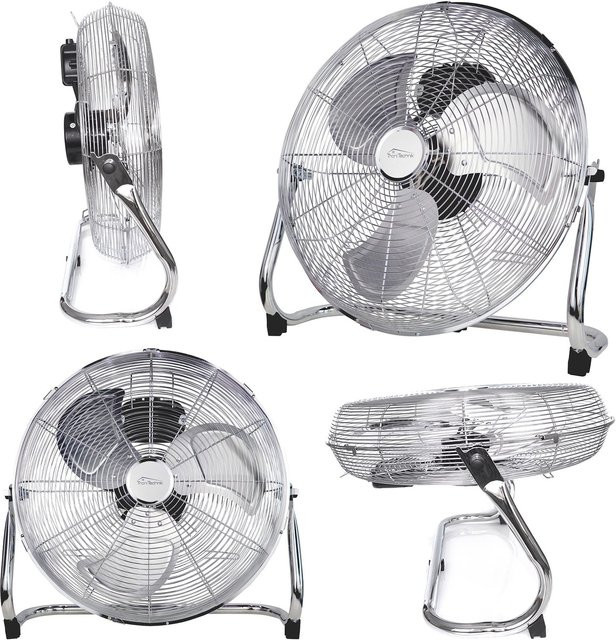 Tronitechnik Bodenventilator Windmaschine in Silber mit 100W und drei Geschwindigkeitsstufen, Durchmesser: 45 cm - Bild 1