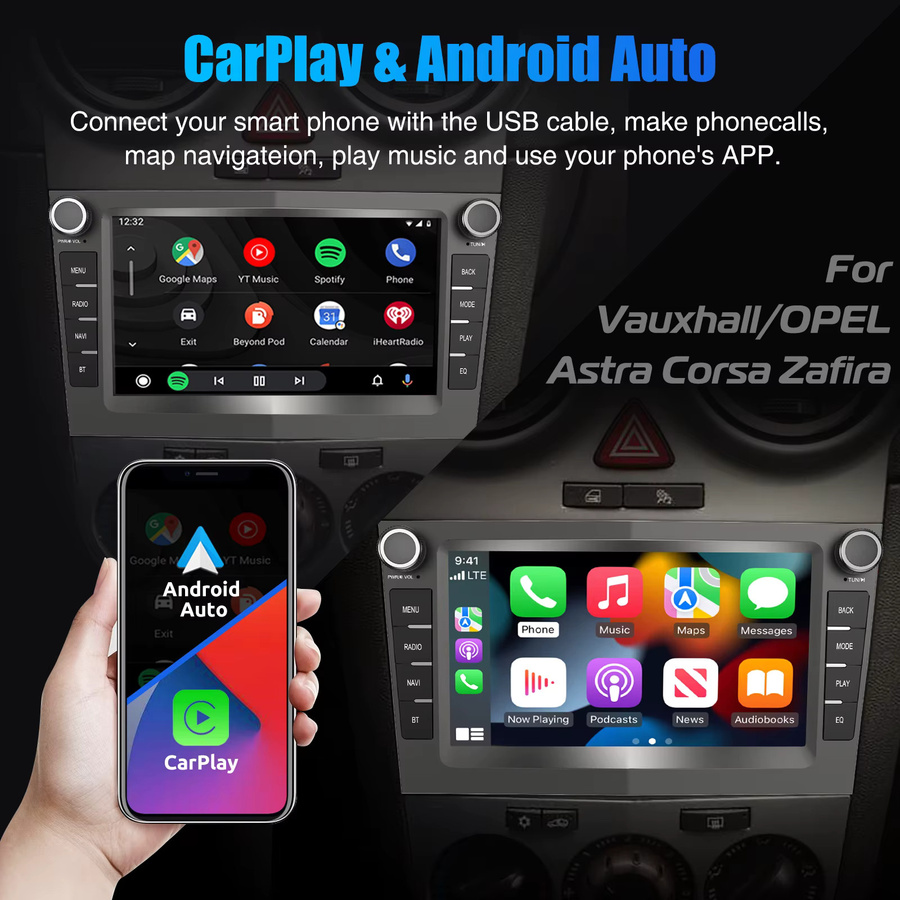 ESSGOO Android 14 Autoradio mit Wireless CarPlay, 4+64G, für Opel Astra Vectra Vauxhall Antara Zafira Corsa C D Vivaro Meriva - Bild 3