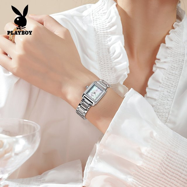 PLAYBOY Armbanduhr, Quarz, Edelstahl, eckig, Silber, Damen - Bild 1