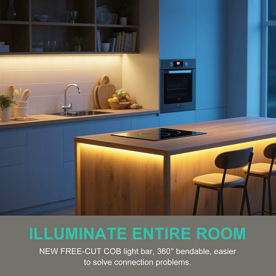 HAGAHA COB LED Streifen Warmweiß mit hoher Dichte, flexibler LED Band für Home Decor, 12V, 2-Pin Draht, schneidbar - Bild 4