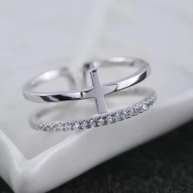 REETI Kreuzring, 925 Silber, Zirkonia, Damen - Bild 1