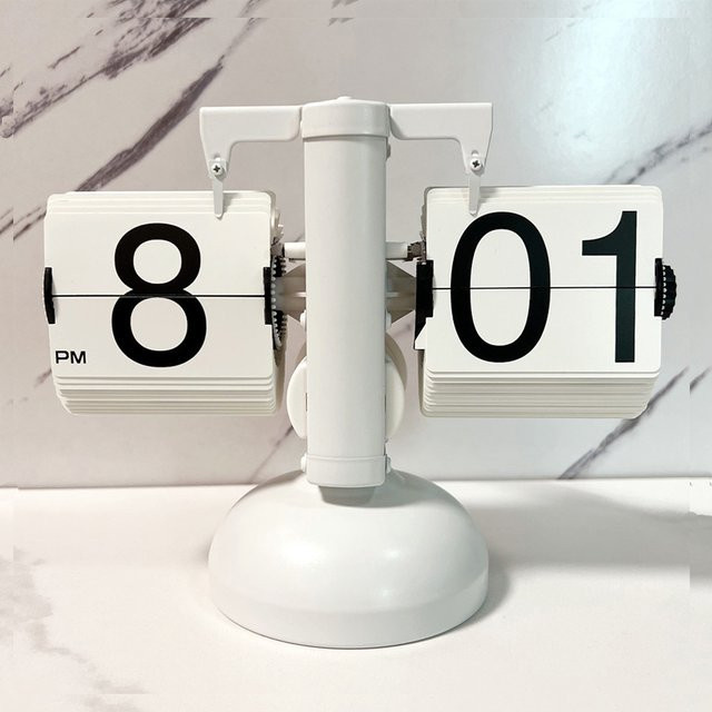 NEIMZ Moderne Digitale Flip-Uhr in Schwarz aus Metall für Tisch und Büro - Bild 1