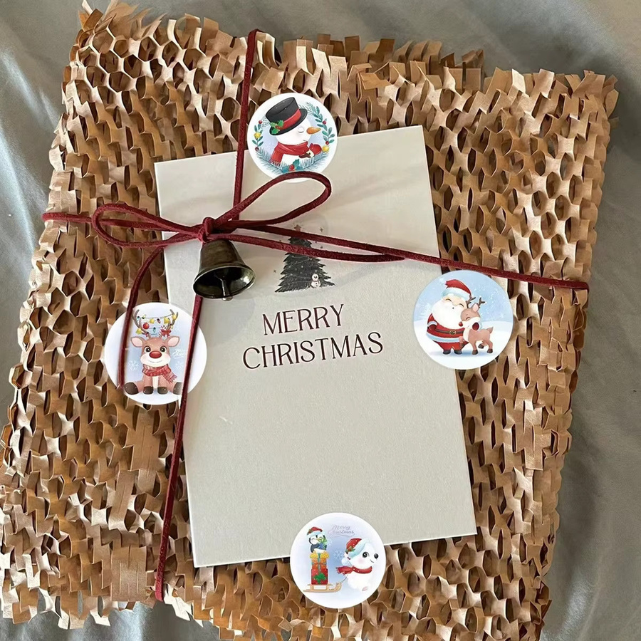JCAC Weihnachtsaufkleber Rolle mit 500 Stück Cartoon-Schneemann Motiv in Multicolour zur Dekoration von Geschenken und Grußkarten - Bild 4