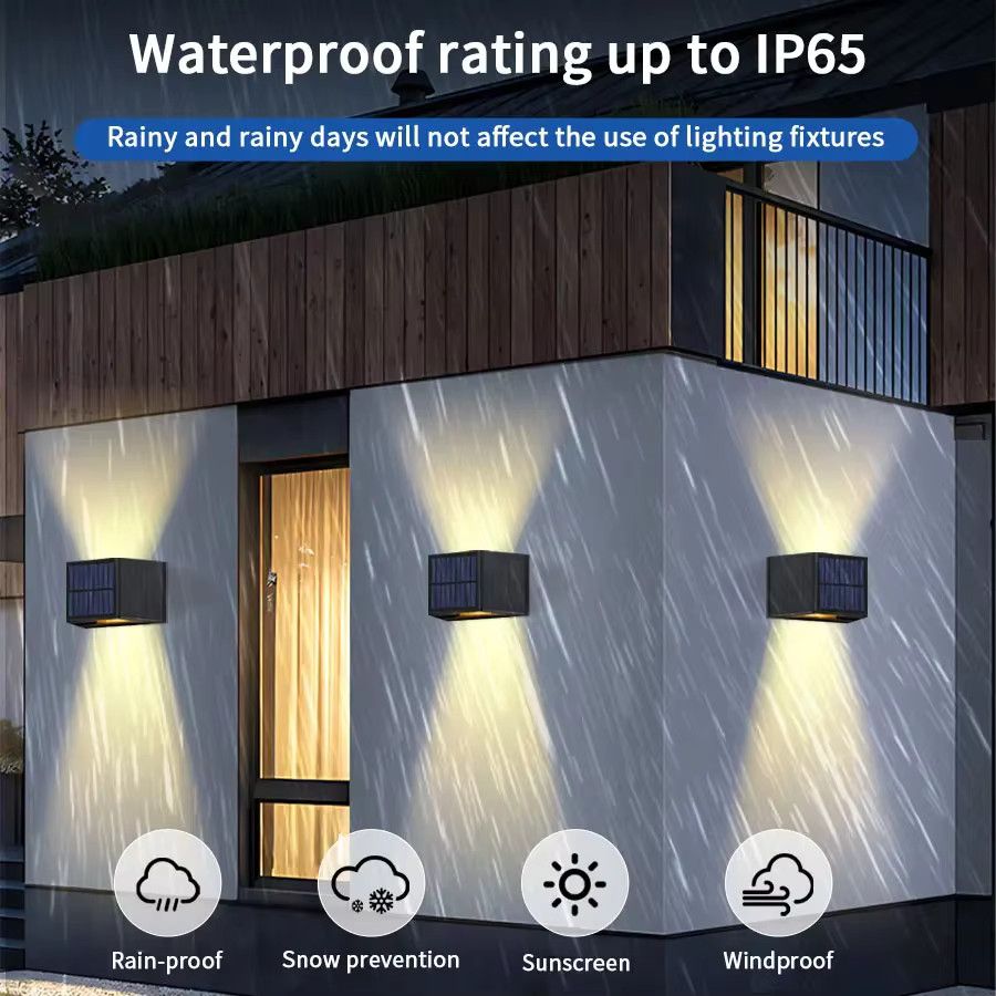 ATcomm LED Solar Wandleuchte Up und Down Outdoor Beleuchtung in Schwarz aus ABS - Bild 2
