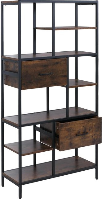 Regalschrank MCW P11 Industrial im Design mit Schubladen, Farbe: Braun, B/T/H: 81 x 33 x 150 cm - Bild 2