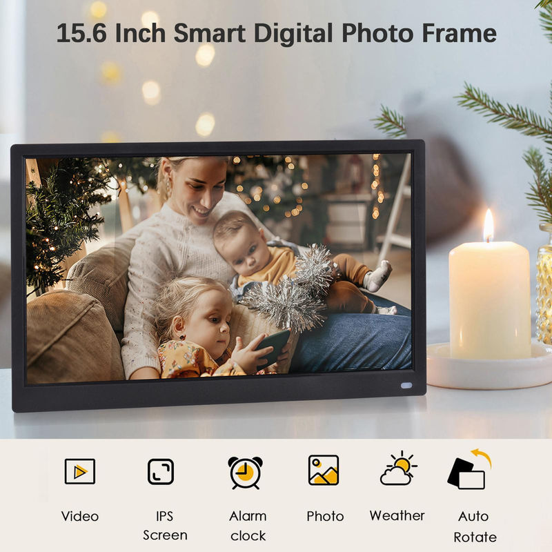 Andoer Digitaler Fotorahmen 15,6 Zoll mit IPS-Bildschirm und 1920 x 1080 Auflösung, Desktop Elektronisches Album in Beige - Bild 3