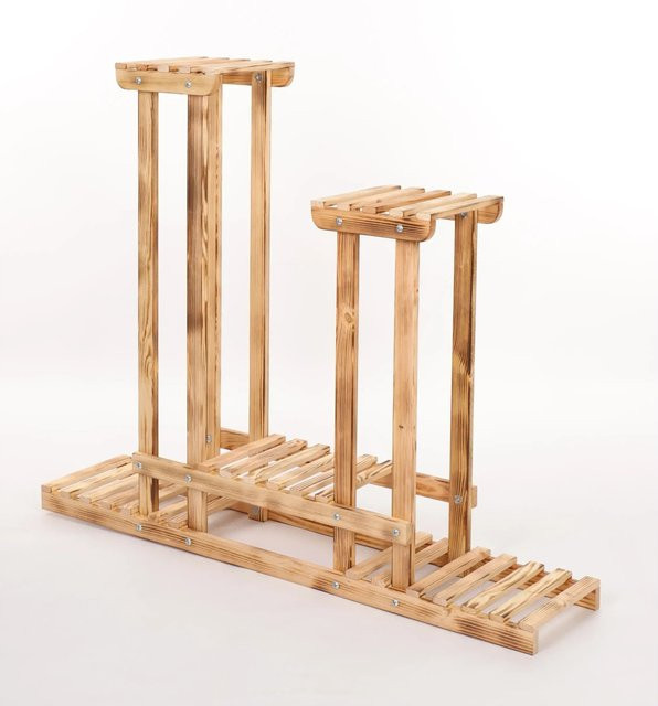 PROREGAL Blümenstand FLORANGE Eckregal aus Kieferholz in Braun mit 5 Ablagen, Höhe: 116 cm, Breite: 95 cm, Tiefe: 25 cm - Bild 1