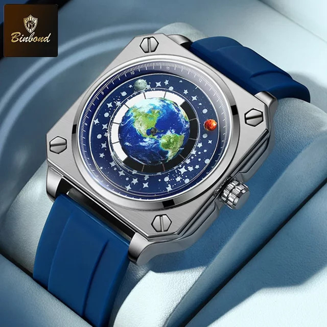 BINBOND Armbanduhr, Analoguhr, blau, Silikonband, Herren - Bild 1
