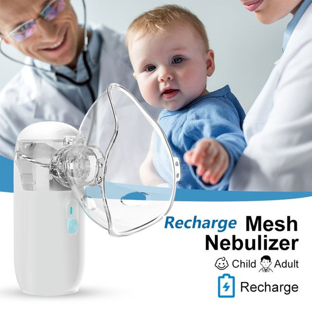 Wiederaufladbarer tragbarer Mini-Ultraschall-Vernebler Mesh-Zerstäuber für Baby und Erwachsene in Weiß - Bild 1