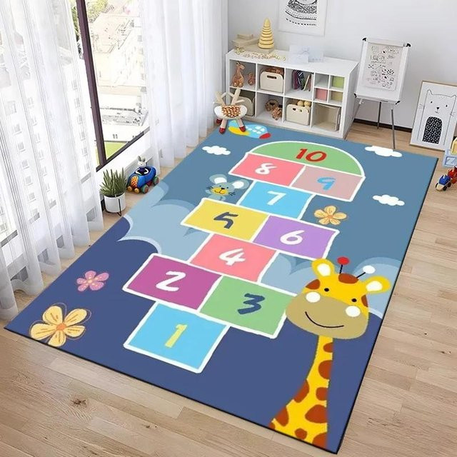 UQIDEHOME Kinder Teppich mit Cartoon-Zahlenspiel für das Kinderzimmer und Schlafzimmer, Mehrfarbig, Breite: 80 cm, Länge: 140 cm - Bild 1