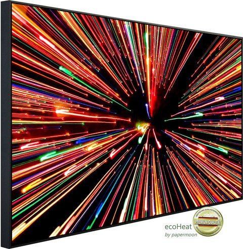papermoon Infrarotheizung EcoHeat Abstrakte streifende Lichter in Bunt mit Matt-Effekt, App-Steuerung und Überhitzungsschutz - Bild 1