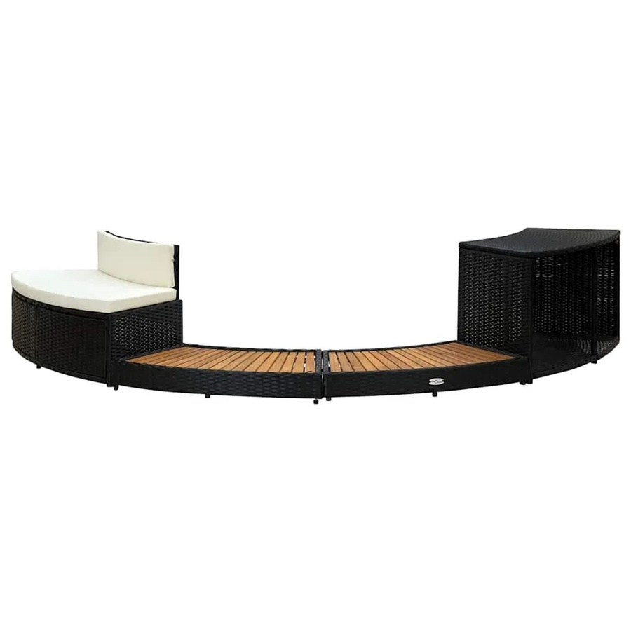 vidaXL Whirlpool-Umrandung in Schwarz aus Poly Rattan und geöltem Akazienholz mit modernem Flechtdesign - Bild 2