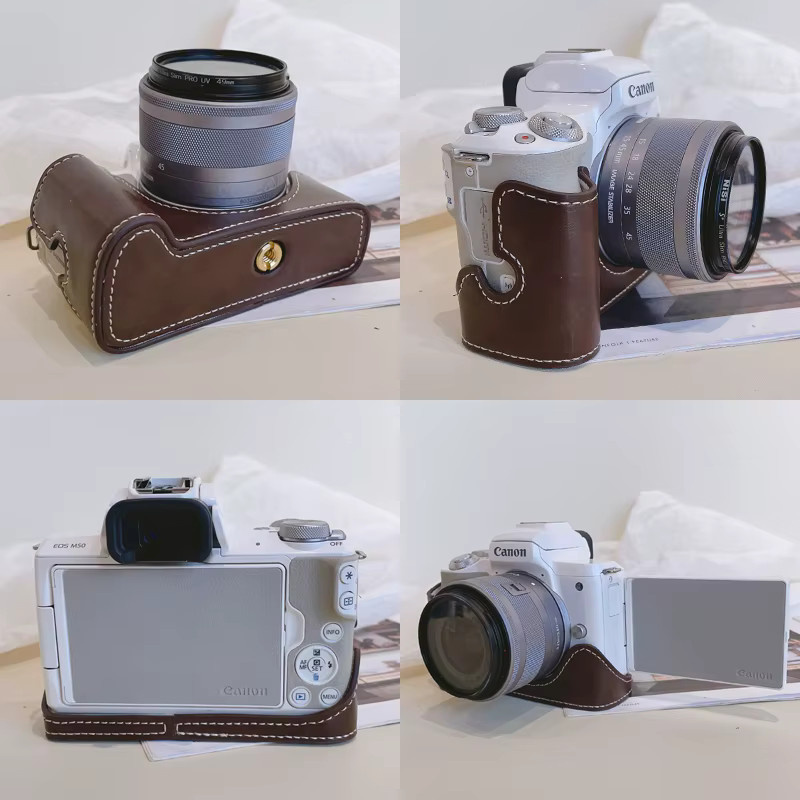 NiYi Focus Kameratasche aus PU-Leder für Canon EOS M50 mit Schultergurt und Handgelenkschutz - Bild 2