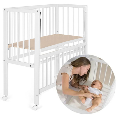 Fillikid Beistellbett Premium Vario 2in1 aus Massivholz mit Drop-Side für Babys in Weiß