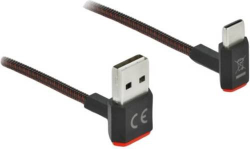 Delock USB 2.0 Datenkabel mit USB-A und USB-C Stecker in Schwarz, 0,20 m - Bild 1