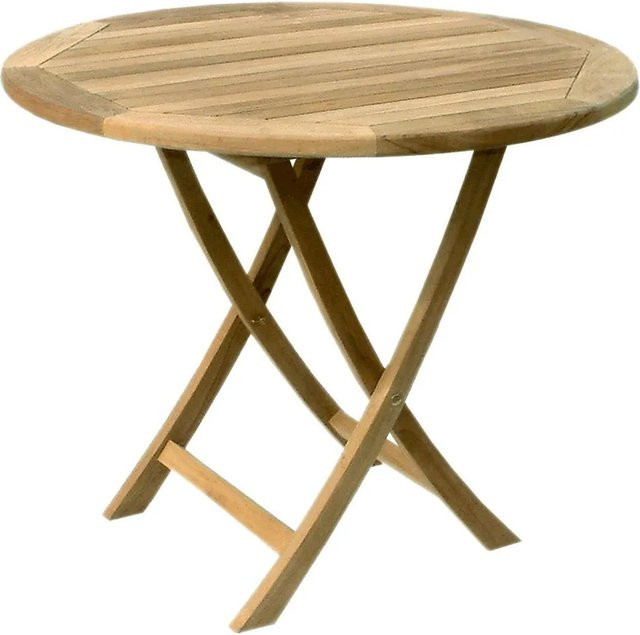 Lex Premium Rund-Klapptisch aus Teakholz in Braun für Garten und Terrasse, Durchmesser: 90 cm, Höhe: 74 cm - Bild 1