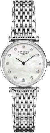 Longines Armbanduhr Gala Kollektion, Quarzwerk, Diamantbesetzt, 24 mm, Edelstahlgehäuse, Perlmuttzifferblatt, Damen - Bild 1