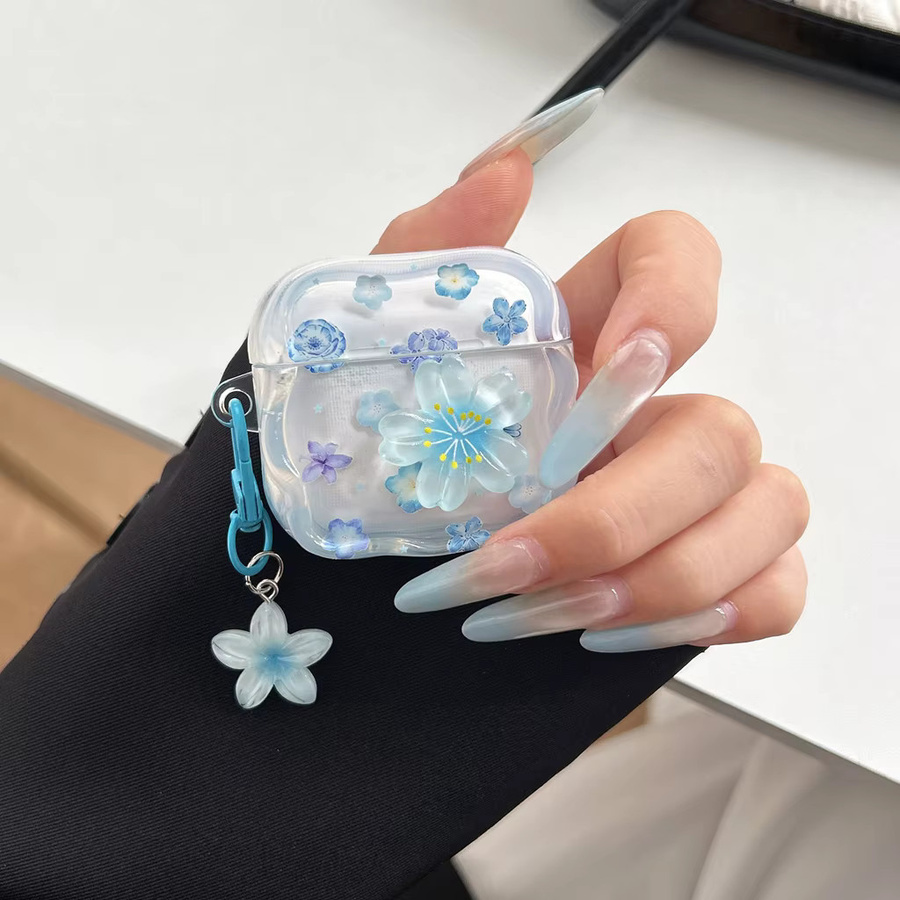 Stoßfeste AirPods Schutzhülle mit Frühlingsblumen-Dekoration und Anhänger in Pink und Multicolour für Apple AirPods 1, 2, 3, 4 und Pro 2 - Bild 4