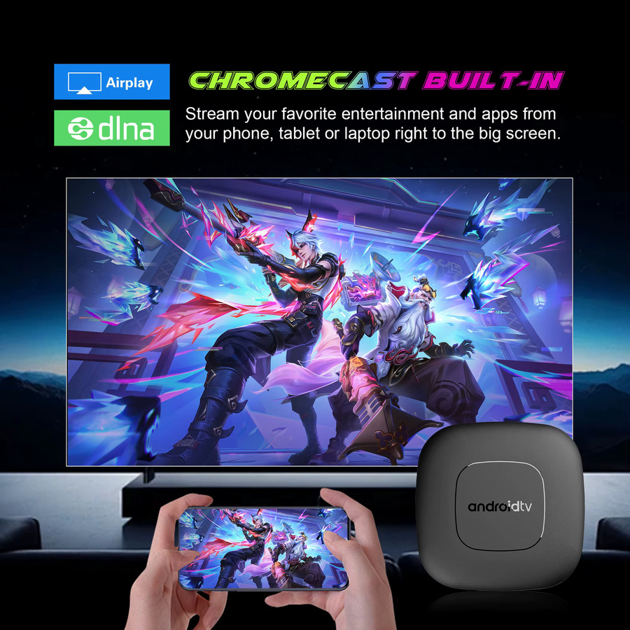 MORTAL Smart Home Theater TV Box T1 Android 16 Media Player mit Google Assistant, Netflix Streaming, 8GB RAM, 128GB Speicher, Bluetooth 5.4 und 2,4 GHz WLAN, Schwarz - Bild 3
