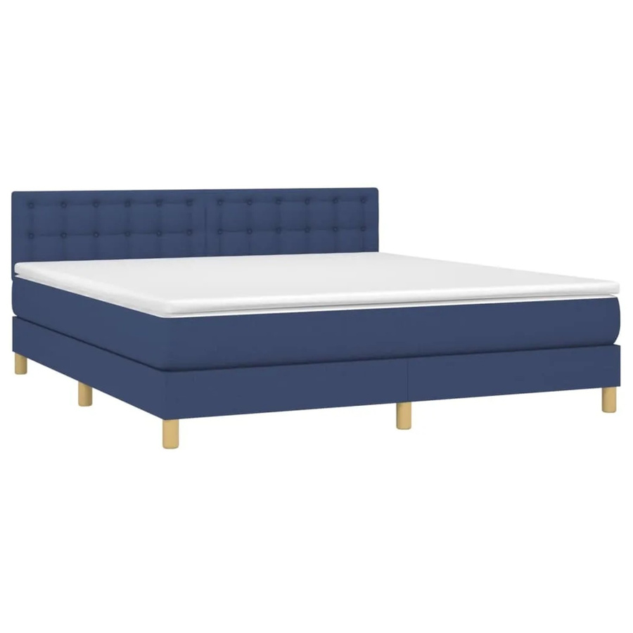 vidaXL Boxspringbett mit Matratze in Blau und Weiß, Hybridbett mit LED-Unterbettbeleuchtung und USB-Ladeport, B/T/H: 160 x 203 x 78 cm - Bild 2