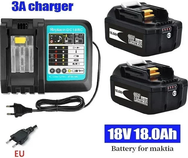 Makita Akku Ladegerät Set mit BL1860 Lithium-Ionen Akku 18 V 18 Ah in Schwarz und Gold - Bild 1