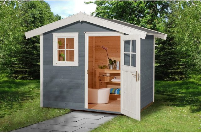 WEKA Gartenhaus 123 Gr.2 aus Fichtenholz mit Satteldach in Grau, B/H/T: 306 x 237 x 235 cm - Bild 1