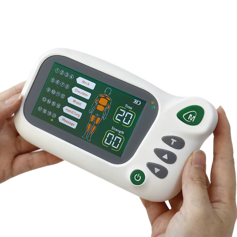 Raiuleko TENS EMS Muskelstimulator mit 20 Modi und 8 Pads, tragbares Akupunktur-Massagegerät für den Ganzkörper, Weiß - Bild 2