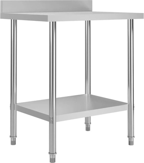 DELUKE KUGO Edelstahl Arbeitstisch mit Aufkantung in Silber, B/T/H: 80 x 60 x 93 cm - Bild 1