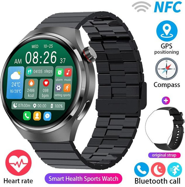 Zodvboz Smartwatch, Edelstahl, Schwarz, Herren - Bild 1