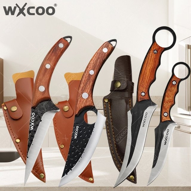 WXCOO Handgefertigtes Allzweckmesser aus Holz mit Multicolour-Akzenten als Ausbeinmesser, Metzgermesser und Kochmesser für Fleisch, Gemüse und Fisch - Bild 1