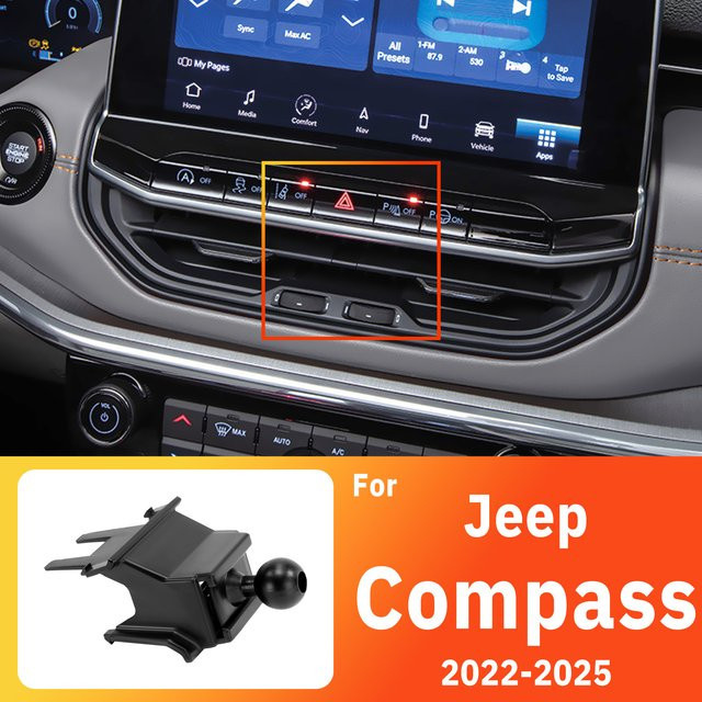 Maßgeschneiderte Auto-Handyhalterung mit intelligenter Sensorik und Clip-On-Halterung für Jeep Compass Commander 2022-2025, Schwarz - Bild 1