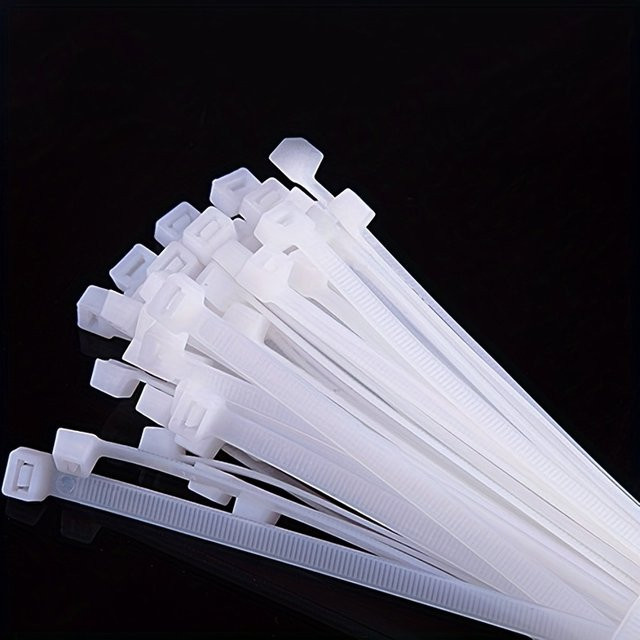 500 Stück selbstsichernde Nylon-Kabelbinder aus weißem Kunststoff mit hoher Zugfestigkeit - Bild 1