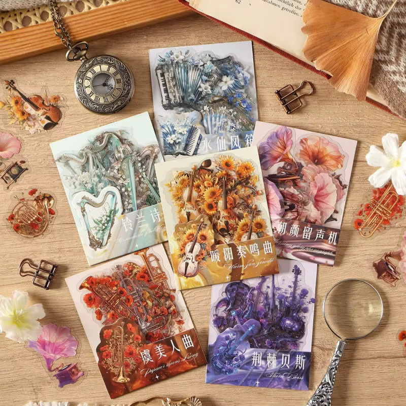 20 Stück Vintage Blumen-Etiketten Aufkleber für Scrapbooking und DIY-Projekte in Multicolour - Bild 2