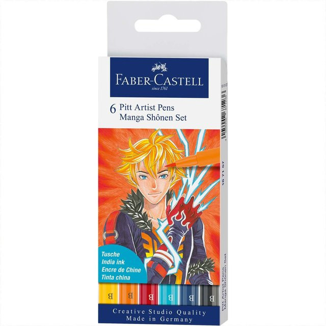 Faber-Castell Pitt Artist Pen Manga Shônen Tuschestift-Set mit 6 Stiften in Multicolor - Bild 2