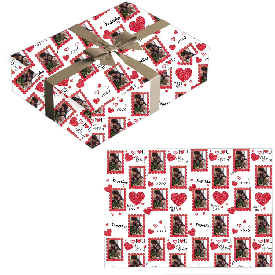 Personalisierbares Geschenkpapier mit eigenem Foto von joy-enlife, weiß, 3 oder 6 Stück für Valentinstag, Hochzeit und Partys - Bild 5