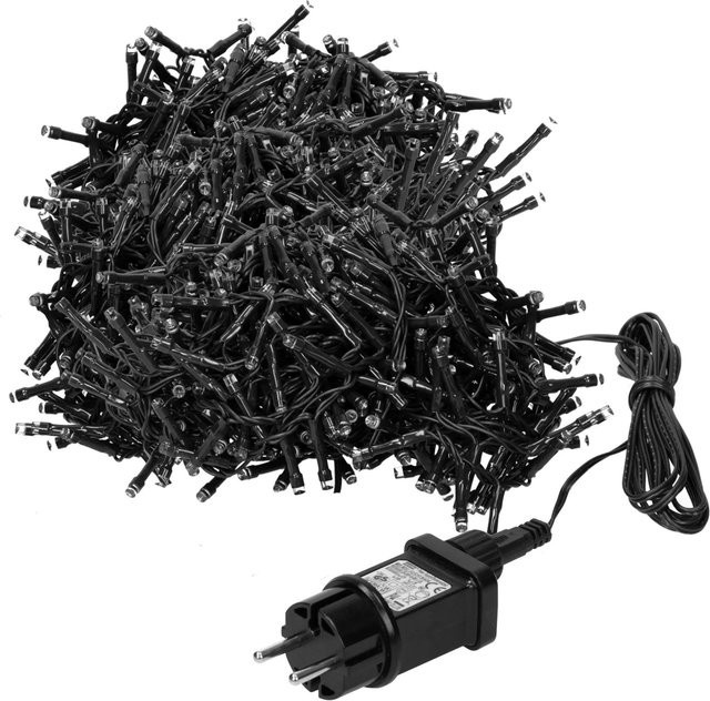 ECD Germany LED Cluster Lichterkette Kaltweiß in Schwarz mit Timer und IP44 Schutz für Innen und Außen - Bild 2