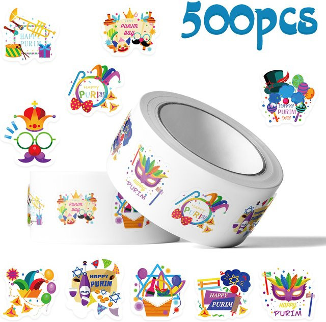 500 Stück Cartoon Graffiti Purim Roll Aufkleber, wasserdichte ästhetische Sticker in Multicolour für Telefon, Laptop, Notebook, Skateboard und Gitarre - Bild 1