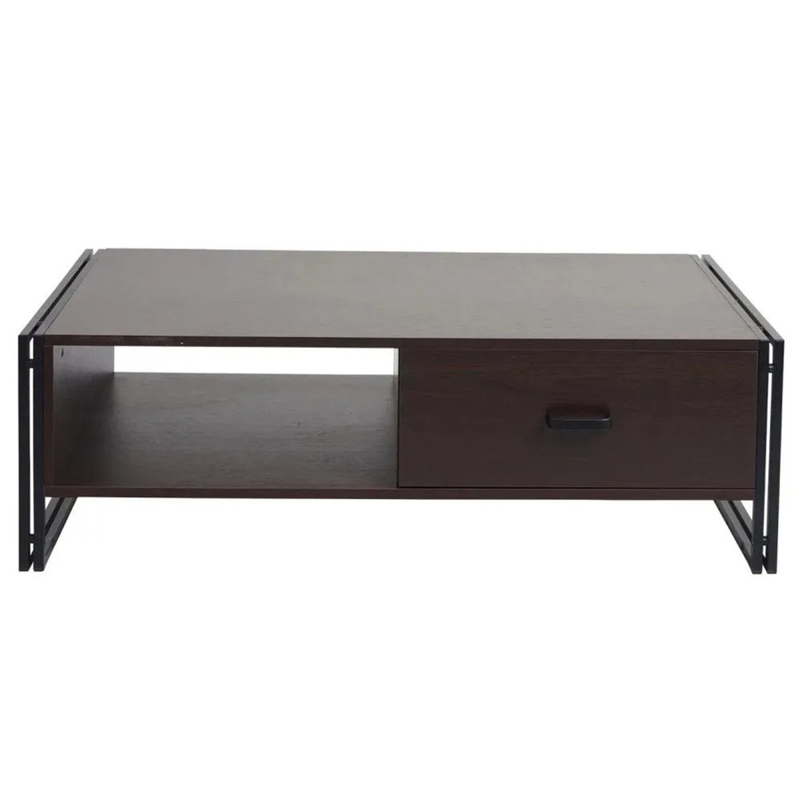 Couchtisch MCW A27 in Dunkelbraun mit 3D-Struktur und Industrie-Design aus Metall und MDF, B/T/H: 120 x 41 x 60 cm - Bild 3