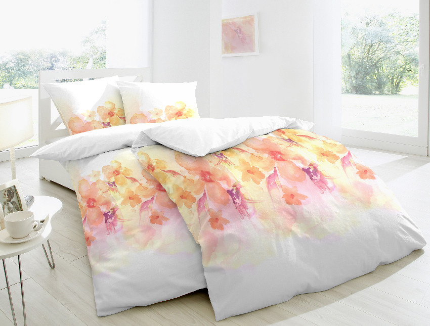 Prinz Bettwäsche Flowers 243179 Mako-Satin aus Baumwolle, Floral, Mehrfarbig, B/T: 240 x 220 cm - Bild 1