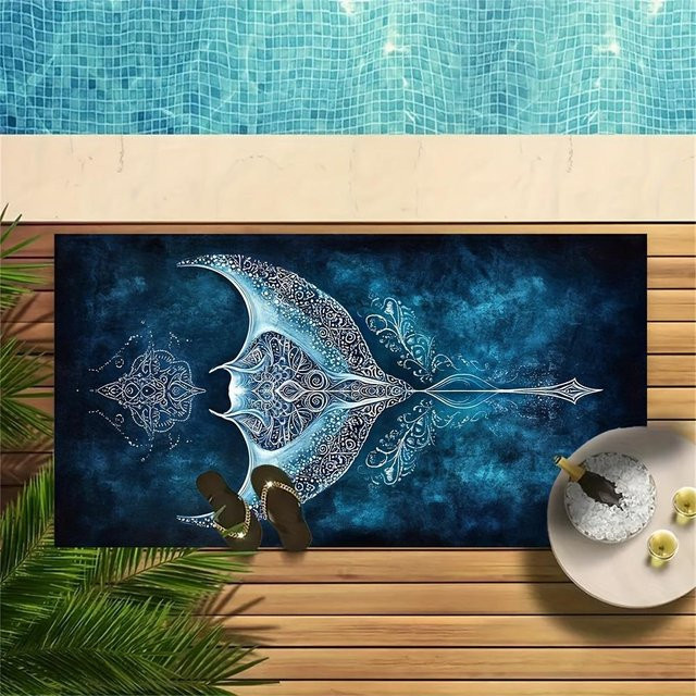 Bohemian Mantarochen Mandala Strandtuch aus schnelltrocknender Mikrofaser in Weiß, B: 30 cm, H: 60 cm - Bild 1