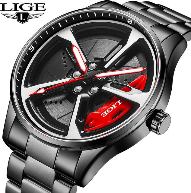 LIGE Armbanduhr Edelstahl, Quarz, Schwarz, Herren - Bild 1