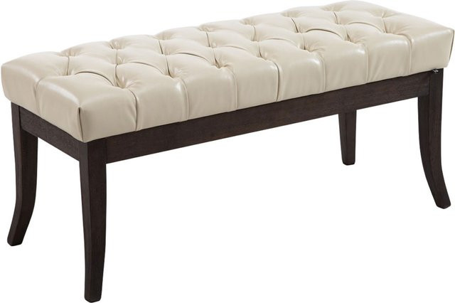TPFLiving Sitzbank Romeo Chesterfield aus Kunstleder in Creme und Antik-Dunkel, Breite: 100 cm - Bild 1