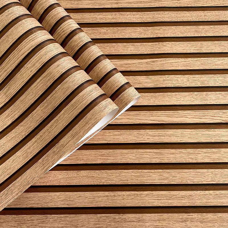 Selbstklebende 3D-Wandaufkleber in Holzstreifen-Optik von ctzsoop, wasserdichte Retro-Tapete in Braun zur Wanddekoration - Bild 5