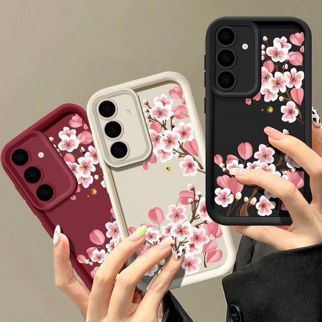 Rosa Pfirsichblüten Handyhülle für Samsung Galaxy S26 S25 S24 S23 S22 Ultra Plus FE sowie A56 A55 A54 A37 A27 A17 A16 A15 5G Cover - Bild 1