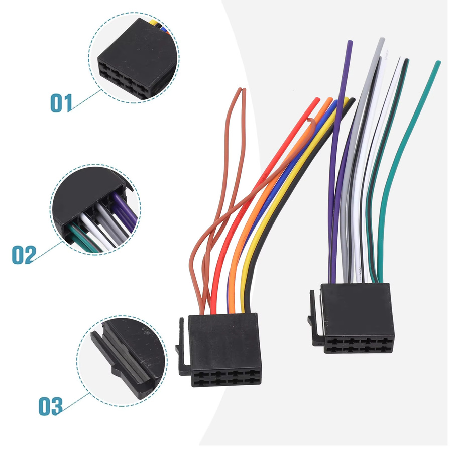 Universal Auto Stereo Radio ISO Kabel Adapter aus ABS in Mehrfarbig - Bild 2