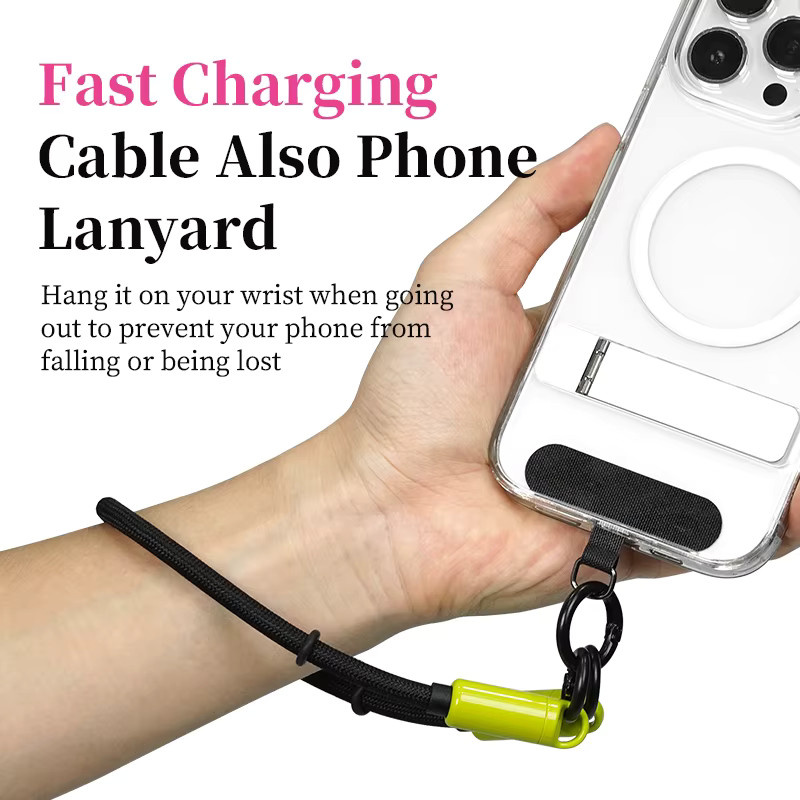 Hagibis Handy-Lanyard USB-C auf USB-C Ladekabel als tragbarer Schlüsselanhänger in Silber - Bild 2