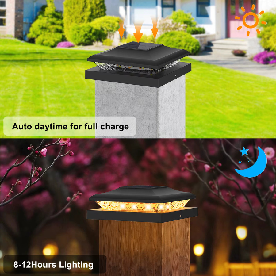 T-SUNRISE Solarpfostenleuchten für den Garten, quadratische LED Außenleuchten in Schwarz, B/T/H: 5,5 x 5,5 x 5,5 cm - Bild 3