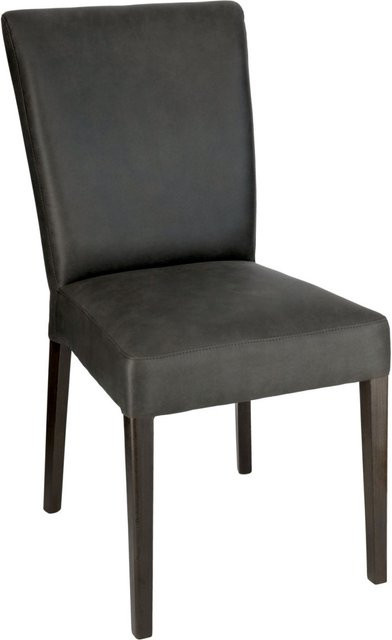 PULSIVA Polsterstuhl Lino im 2er Pack mit schwarzem Kunstleder-Sitz und braunem Buche-Gestell, B/T/H: 46 x 67 x 101 cm - Bild 1
