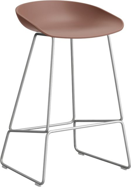 HAY About A Stool AAS 38 Hocker in Rot mit Stahlgestell und Polypropylen-Sitzschale im industriellen Design - Bild 1