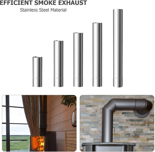 VIBRATITE Kaminrohr aus Edelstahl in Silber für Rauchkocher, Warmwasserbereiter und Heizsysteme - Bild 1